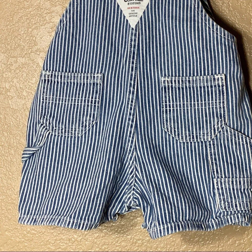 OshKosh B'gosh Blue & White Striped Short Overalls